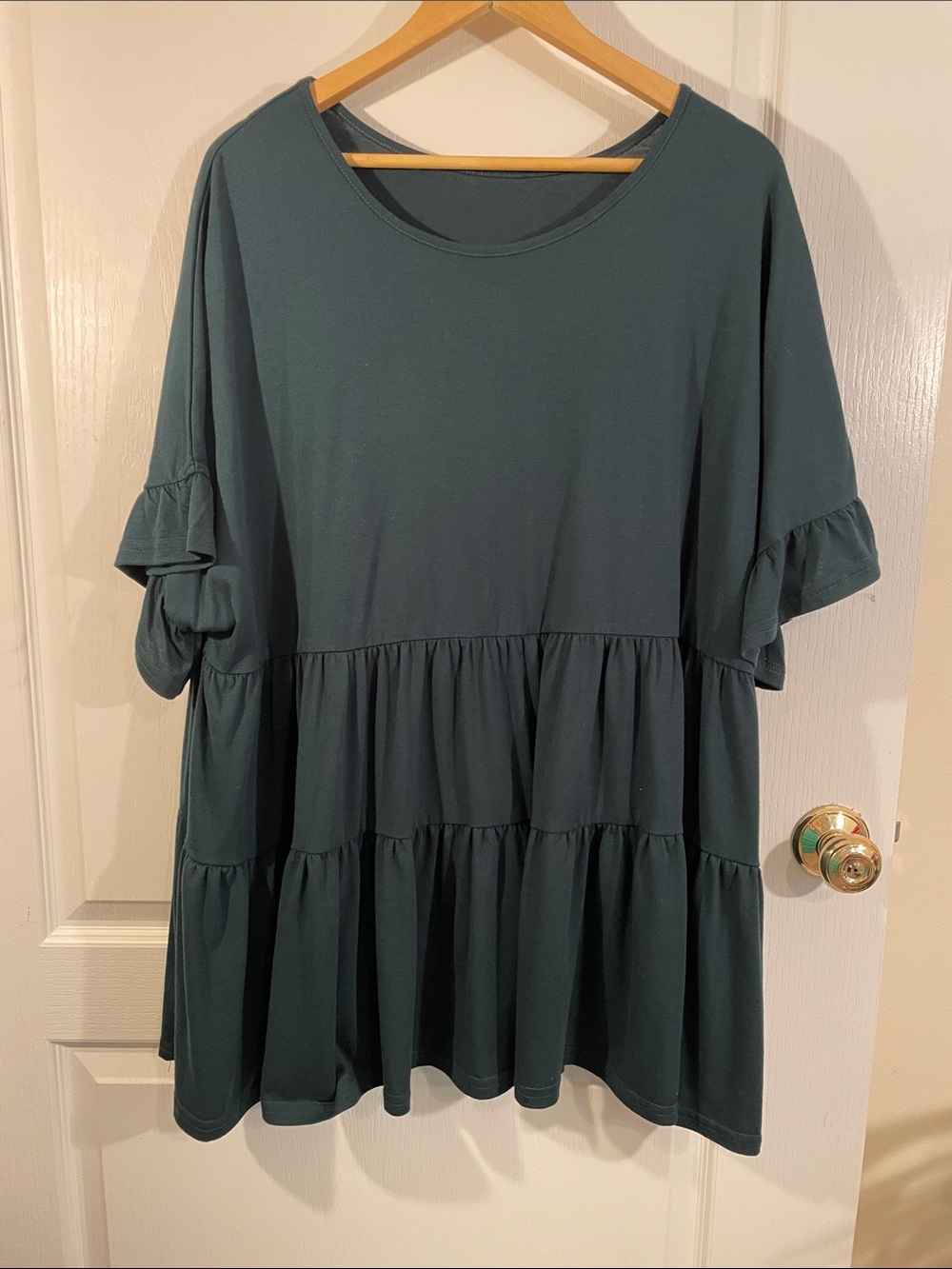 Source Unknown Teal Tiered Ruffle Sleeve Tunic